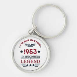 Personligens vintage 70 födelsedag rund silverfärgad nyckelring