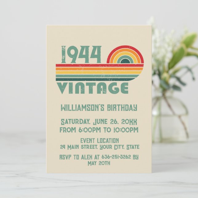 Personligens vintage 80:e födelsedagsfesten inbjudningar (Stående Fram)