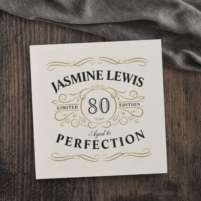 Personligens Vintage Åldras till prefektionsfödels Pappersservett (Personalized Vintage Aged To Perfection birthday Napkins)