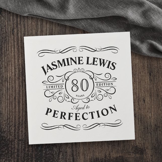 Personligens Vintage Åldras till prefektionsfödels Pappersservett (Personalized Vintage Aged To Perfection birthday Napkins)