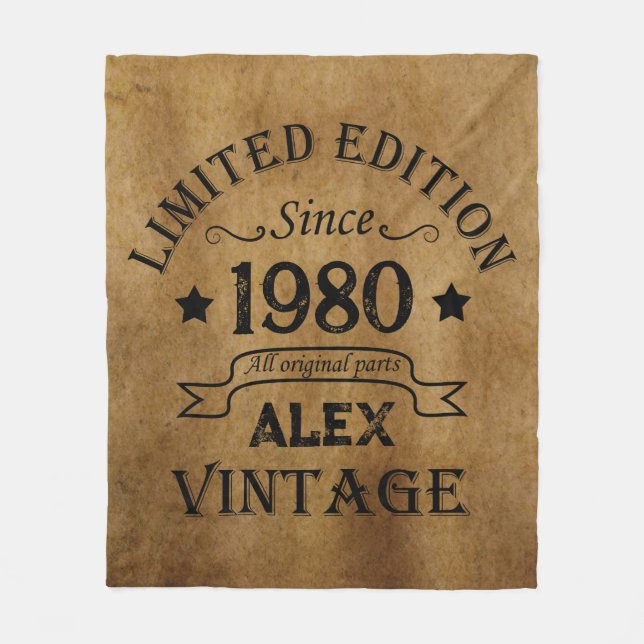 Personligens vintage födelsedag fleecefilt (Framsidan)