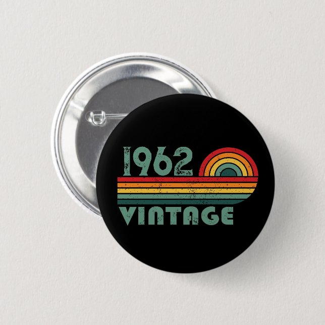 Personligens vintage födelsedag knapp (Framsida & baksida)