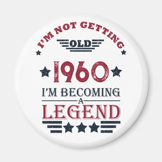 Personligens vintage födelsedag röd blått magnet (Framsidan)