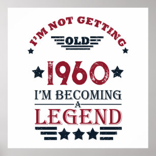 Personligens vintage födelsedag röd blått poster