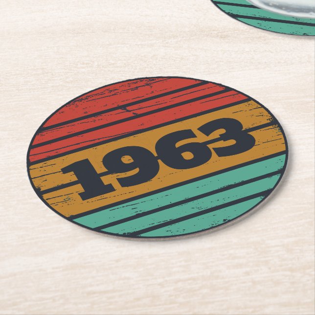 Personligens vintage födelsedag underlägg papper rund (Vinklad)