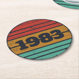 Personligens vintage födelsedag underlägg papper rund