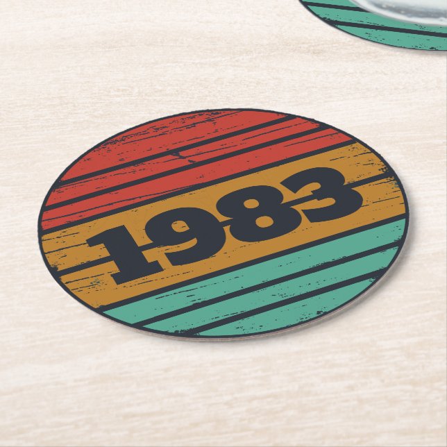 Personligens vintage födelsedag underlägg papper rund (Vinklad)