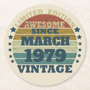 Personligens vintage födelsedag underlägg papper rund