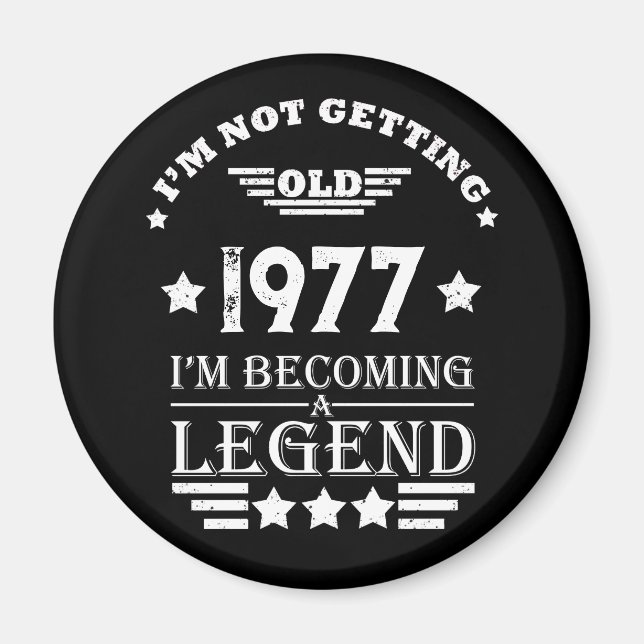 Personligens vintage födelsedag, vit  magnet (Framsidan)