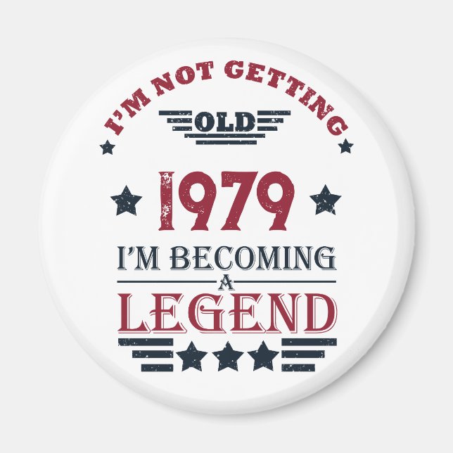 Personligens vintage födelsedagskalkyl röd magnet (Framsidan)