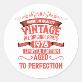 Personligens vintage födelsedagskalkyl röd runt klistermärke