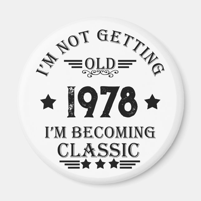 Personligens vintage födelsedagspresent magnet (Framsidan)