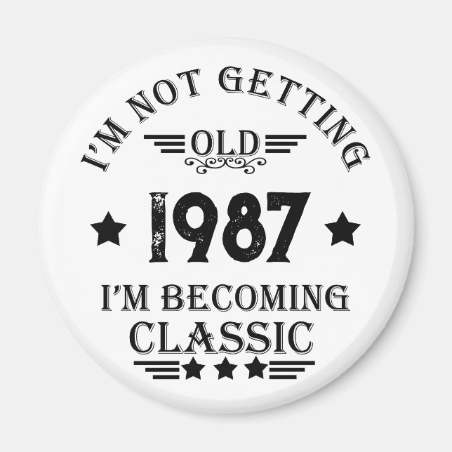 Personligens vintage födelsedagspresent magnet (Framsidan)