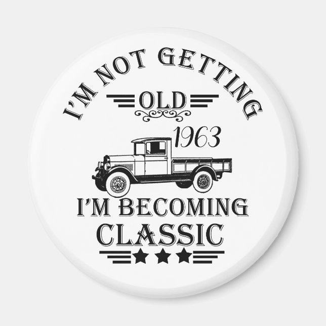 Personligens vintage-födelsedagspresent magnet (Framsidan)