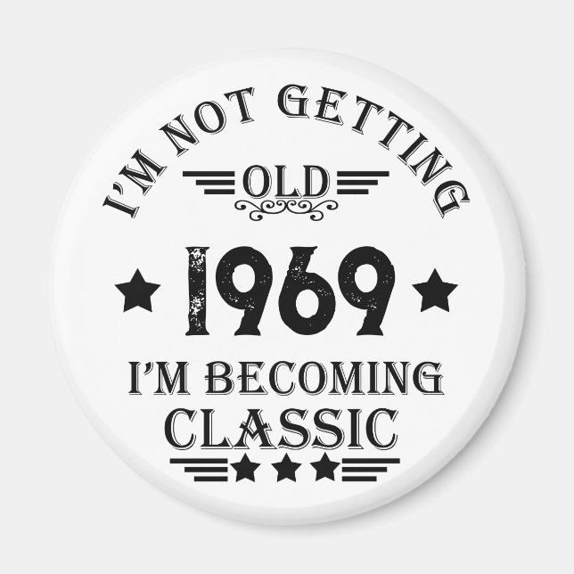 Personligens vintage födelsedagspresent magnet (Framsidan)