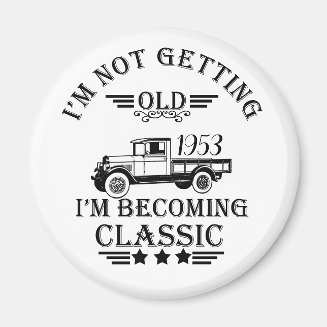 Personligens vintage-födelsedagspresent magnet (Framsidan)