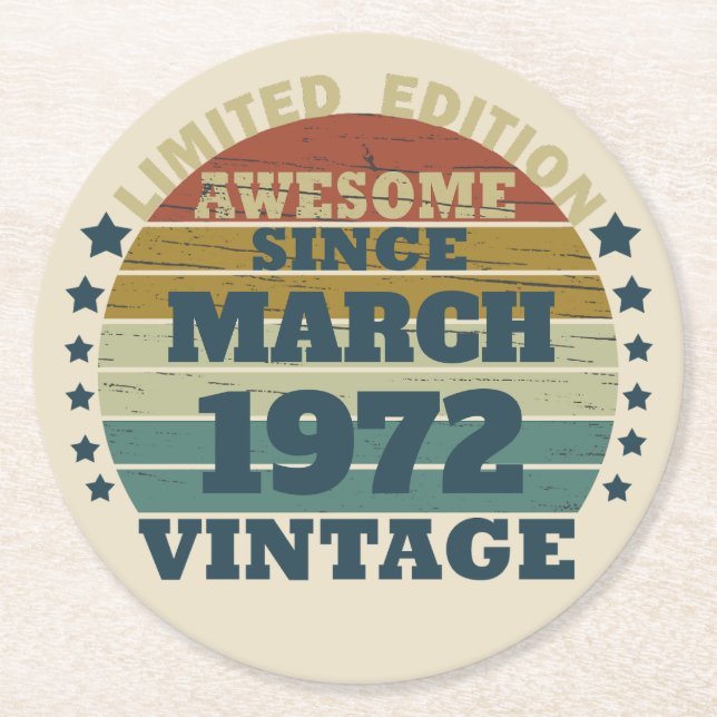 Personligens vintage födelsedagspresent underlägg papper rund (Framsidan)