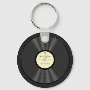 Personligens Vintage mikrofonvinylpost Nyckelring