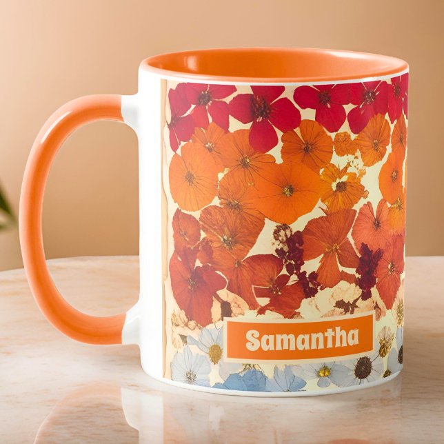 Personligens Vintage nedtryckt blomkorgsvikt Mugg (Skapare uppladdad)