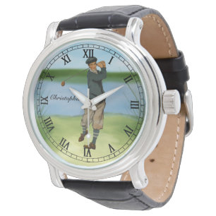 Personligens Vintage ser Golfer Golf Armbandsur