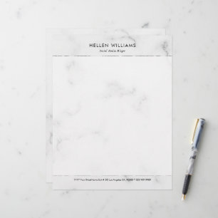 Personligens vita faux marble Silver-dekoration Brevhuvud