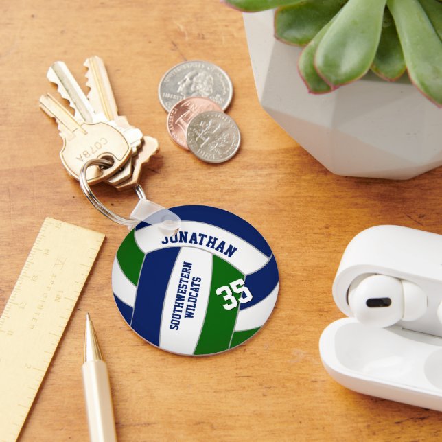 personliger för blått grönt, sportgåvor volleyball nyckelring (Skrivbord)