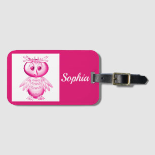 PERSONLIGER i ROSA UGGLA Bagagebricka