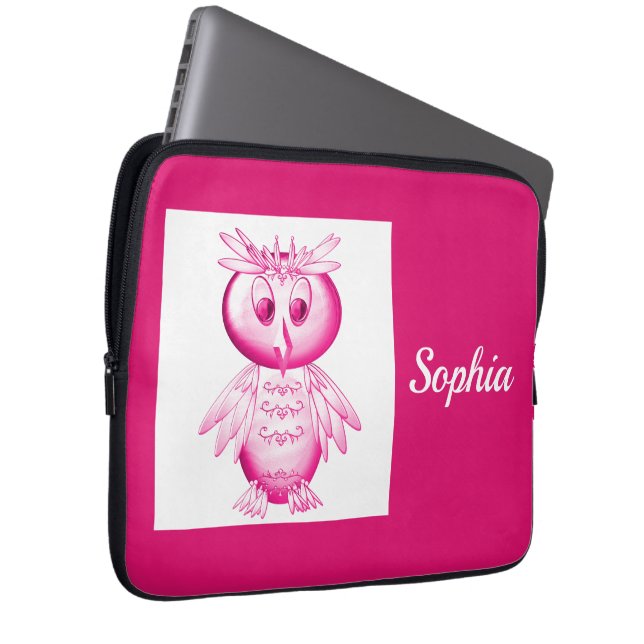 PERSONLIGER i ROSA UGGLA Laptop Fodral (Framsidan Höger)