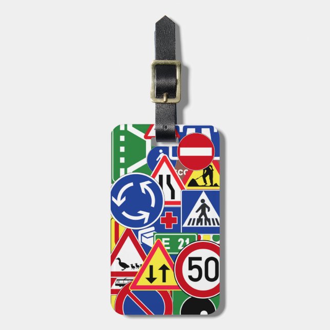 Personligeuropén trafikerar teckenCollage Bagagebricka (Vertikal Framsida)