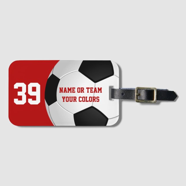 Personligfotboll hänger lös märkre, din text och bagagebricka (Framsida horisontal)