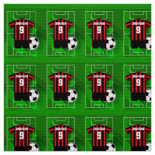 Personligfotboll Jersey röda och svart randar Tyg