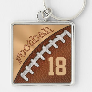 Personligfotboll Keychains NUMRERAR eller Fyrkantig Silverfärgad Nyckelring