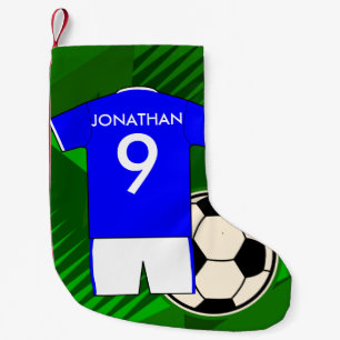 PersonligfotbollJersey blått och vit Liten Julstrumpa