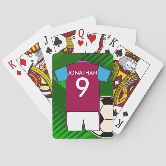 PersonligfotbollJersey Claret och blått Casinokort (Baksidan)