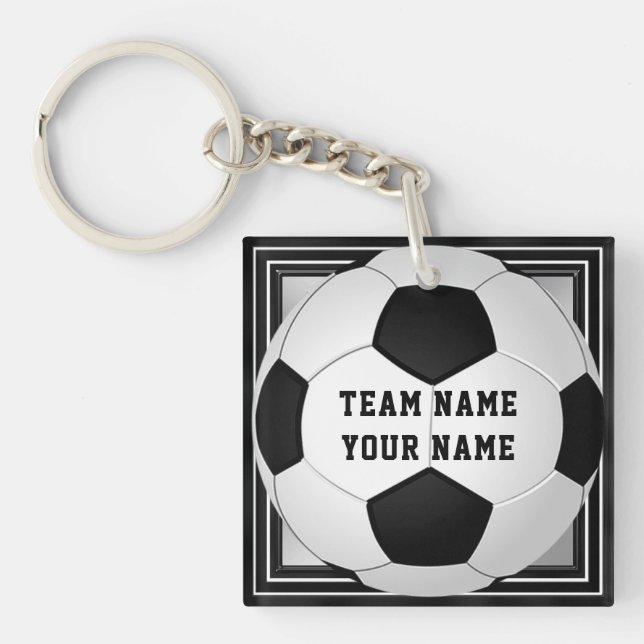 PersonligfotbollKeychains text beklär på, tillbaka (Framsidan)