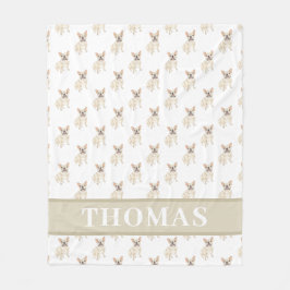 PersonligFrenchie (Fawn Tan Cräm) Fleecefilt