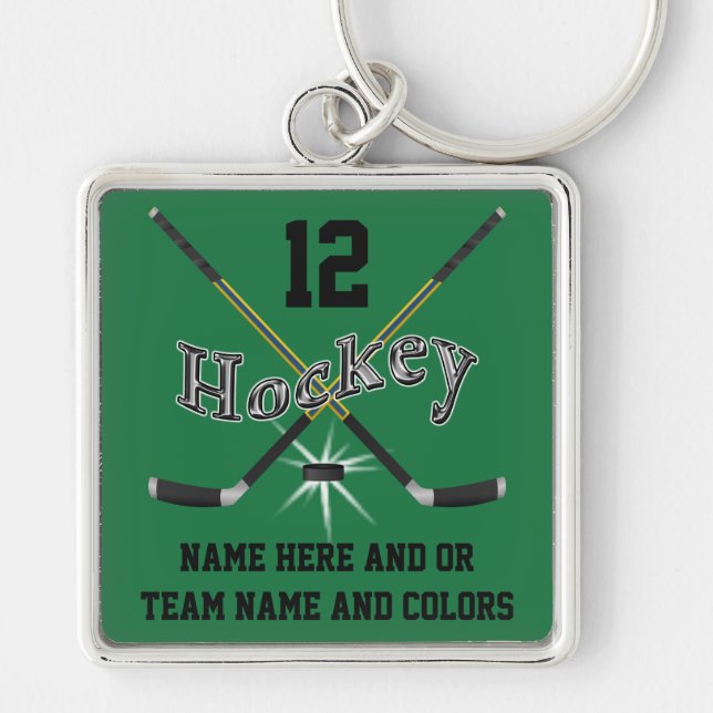 Personliggåvor för hockeyspelare, Keychains Fyrkantig Silverfärgad Nyckelring (Framsidan)