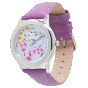 Personliggjord ram i rostfritt stål Urk/Blommor Armbandsur