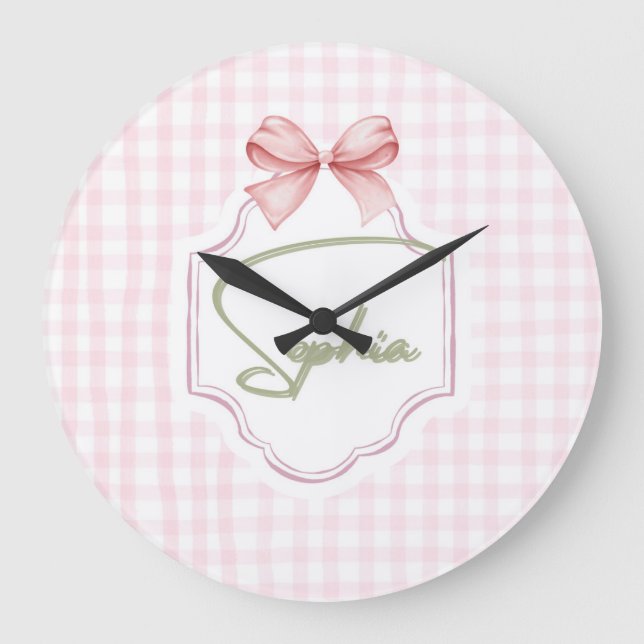 Personliggjord Sophia Baby Flicka Barnkammare Bow& Stor Klocka (Framsida)