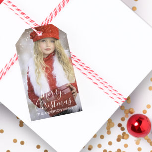 Personliggod jul tillfogar ditt FOTO Presentetikett