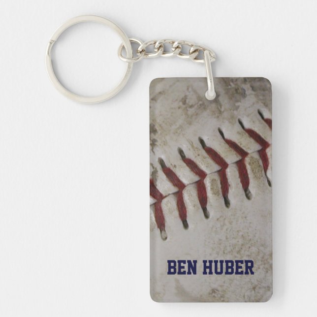 PersonligGrunge smutsar ner baseballnyckelringen Nyckelring (Framsidan)