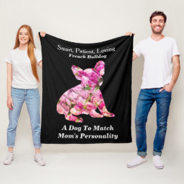 Personlighetsdrag för Peony-fylld fransk bulldog Fleecefilt