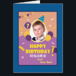 Personlighetskort för Child Kid Photo Grattis på f Hälsningskort<br><div class="desc">Child Kid Photo Grattis på födelsedagen personalize Card är underbart för ge till din son eller dotter för deras födelsedag. Underbart att göra ett intryck med foto och ballonger på kortet. Anpassa den med ditt foto och din information.</div>