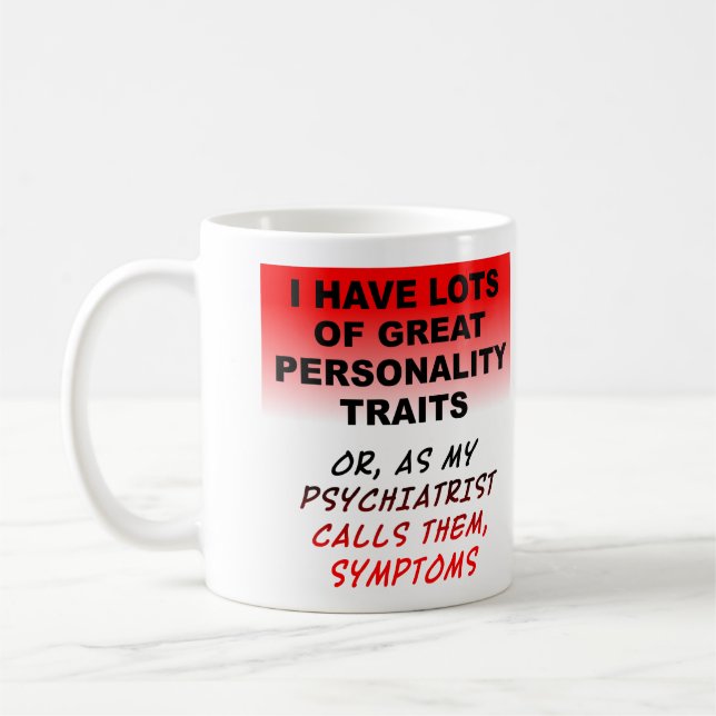 Personlighetssymptom Funny Mug Kaffemugg (Vänster)