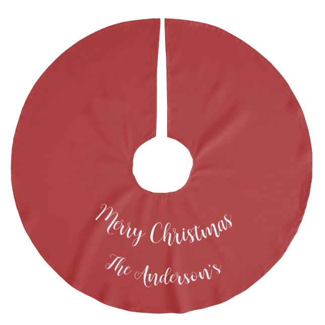 Personligisera Röd Vit God Jul Glad Helg Julgransmatta Borstad Polyester (Framsidan)