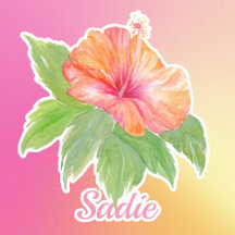 Personligisera Vattenfärg Hibiskus Tropisk Blomma
