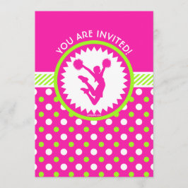 Personligjubel/Pom rosor - grön polka dots Inbjudningar