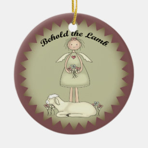 Personligjulängel och Lambprydnad Julgransprydnad Keramik