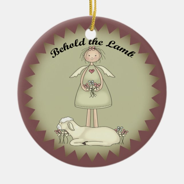 Personligjulängel och Lambprydnad Julgransprydnad Keramik (Framsidan)