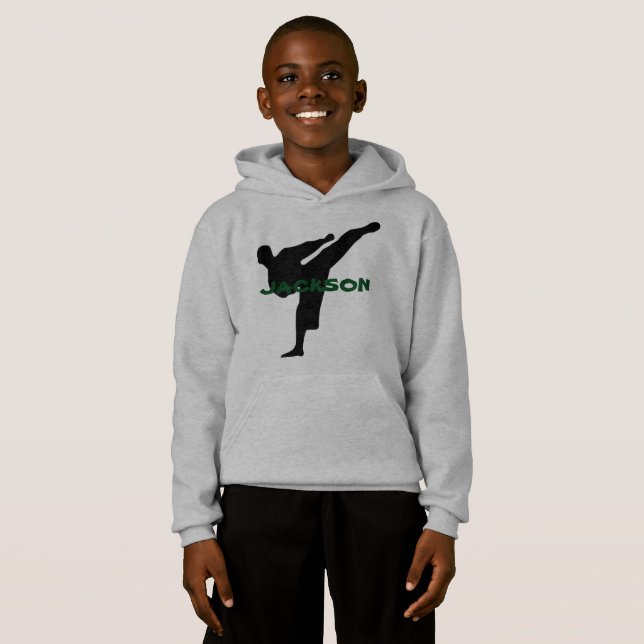 PersonligKarateHoodie Tee Shirt (Hel framsida)